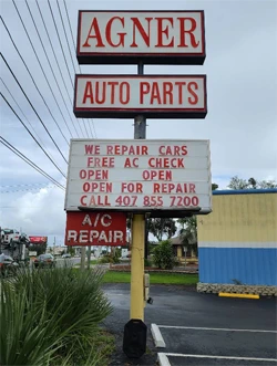 Agner Auto Parts and Repair Sign